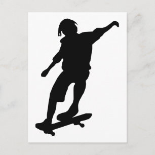 CARTE POSTALE GRAPHISME VECTORIEL DE SKATEBOARDEUR MEC ICONE LOG