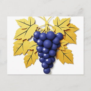 Carte Postale Grappe de Raisins de Style Découpé avec Élégance