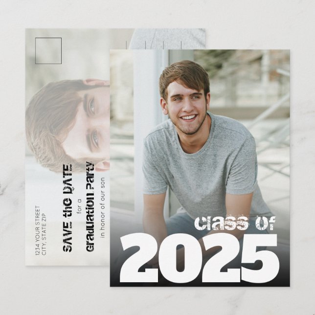 Carte Postale Gras Année Photo 2021 Graduation Enregistrer la da (Devant / Derrière)