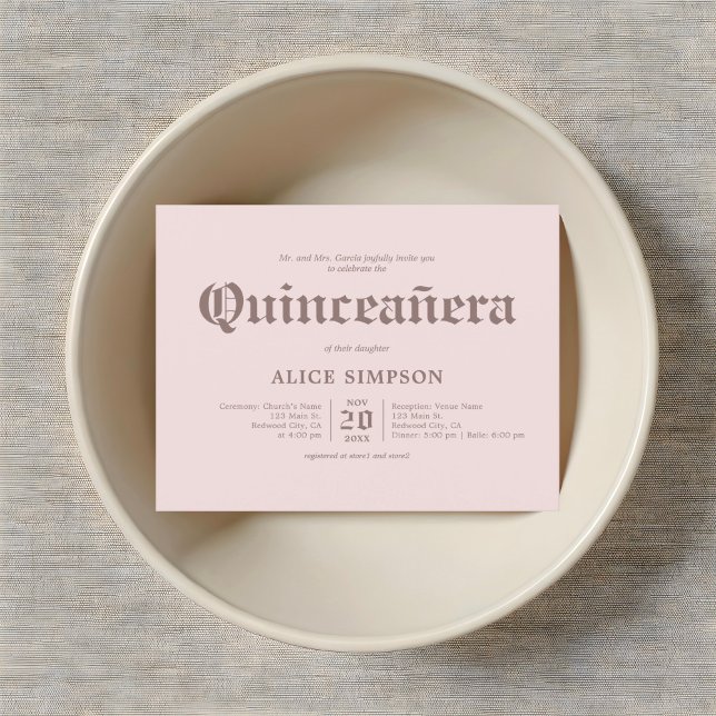 Carte postale Gras Blackletter Élégante Quinceaner (Créateur téléchargé)