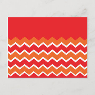 Carte Postale Gras Bright Orange Rouge Chevron Motif Zigzag