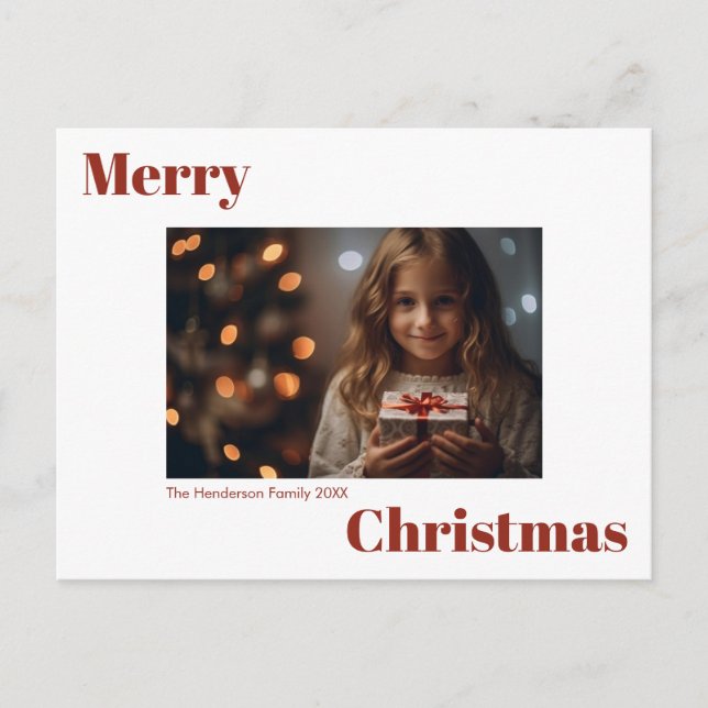 Carte Postale Gras Moderne Simple Joyeux Noël 1 Photo (Devant)