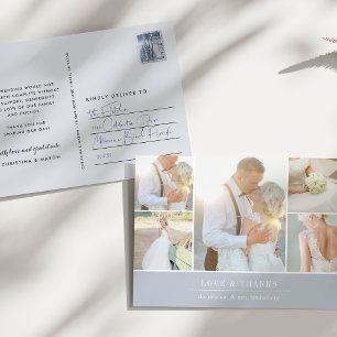 Carte Postale Gratitude chic   Mariage Photo Collage Merci