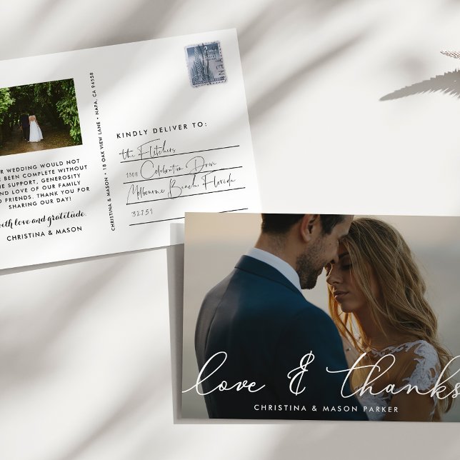 Carte Postale Gratitude chic | Merci photo Mariage (Créateur téléchargé)