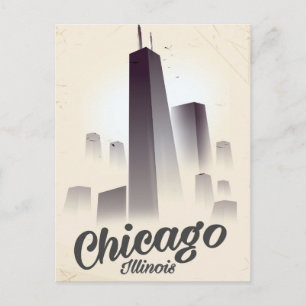 Carte Postale Gratte-ciel de Chicago affiche de voyage vintage