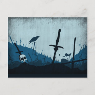 Carte Postale Graveyard avec Crânes et Ravens