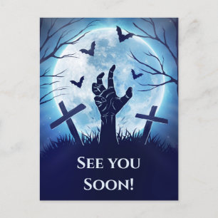 Carte Postale Graveyard Zombie éffrayant (bleu minuit)