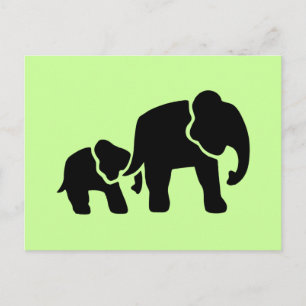 Carte Postale Gravure en bois Vintage éléphant