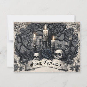 Carte Postale Gravure vintage d'une scène de Noël gothique