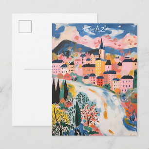 Carte Postale Graz Autriche Voyage Ville Peinture Esthétique