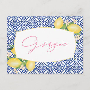 Carte Postale Grazie Citrons Italiens Carrelage Bleu Douche Merc