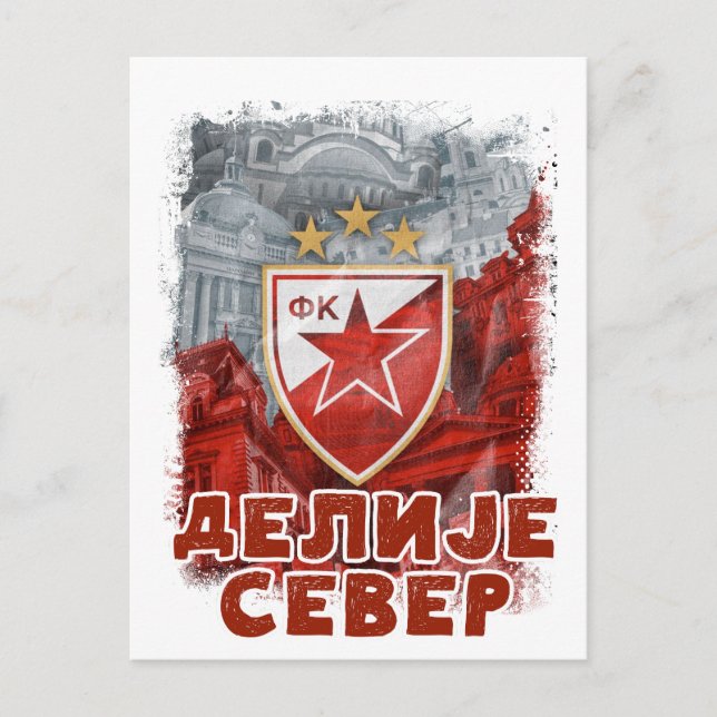 Carte Postale GRB Delije Sever Crvena Zvezda Beograd / Red Star (Devant)