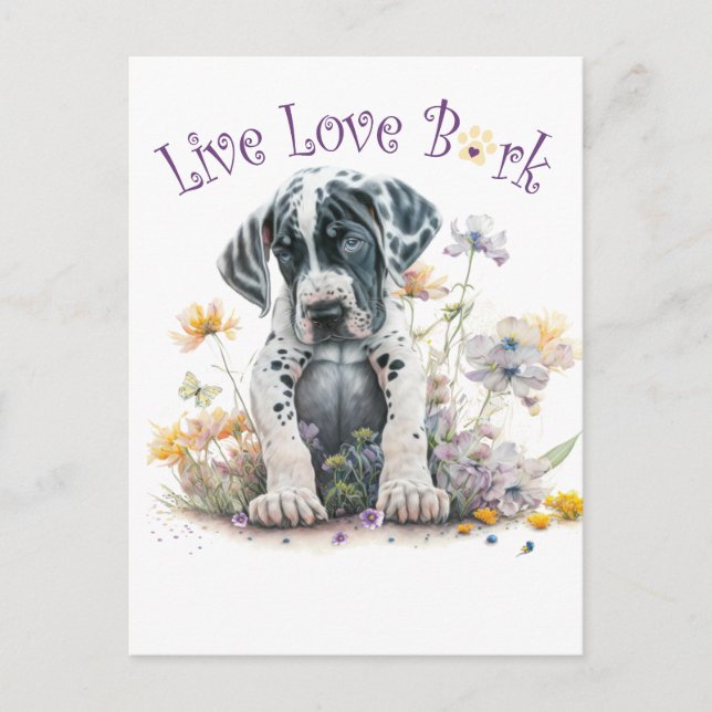 Carte Postale Great Dane Chien Maman Floral (Devant)