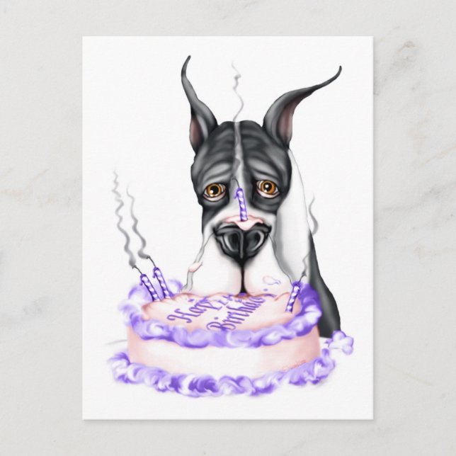 Carte Postale Great Dane Mantle gâteau d'anniversaire (Devant)
