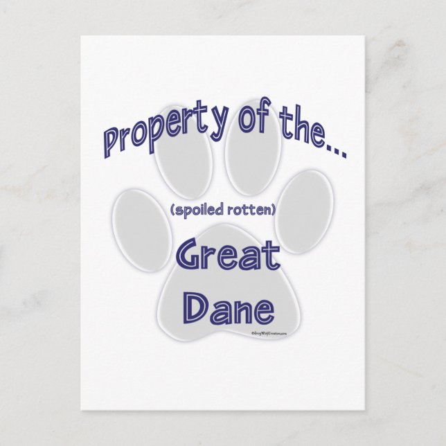 Carte Postale Great Dane propriété (Devant)
