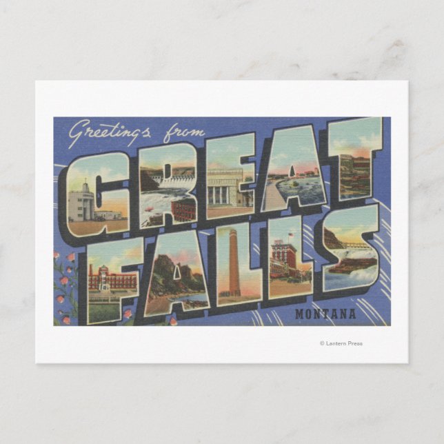 Carte Postale Great Falls, Montana - Grandes lettres Scènes 2 (Devant)