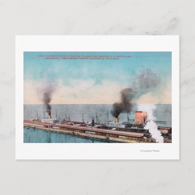 Carte Postale Great Northern Dock View, SS Dakota et (Devant)