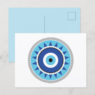 Carte Postale Grec Mal Eye Bleu