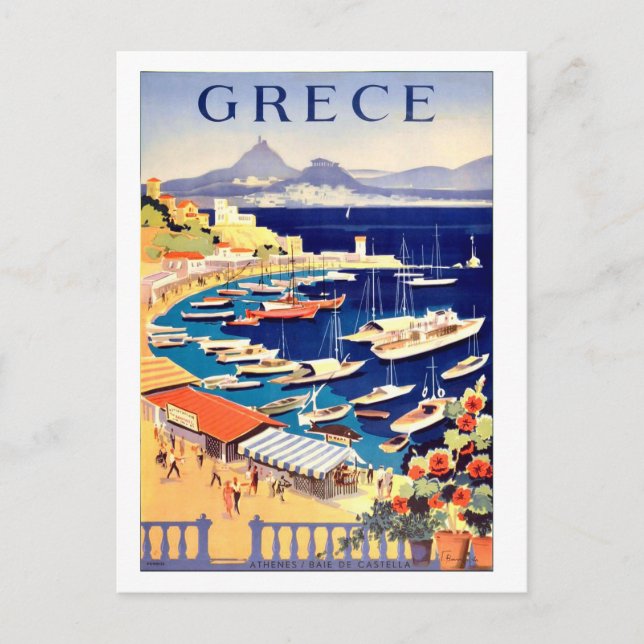 Carte Postale Grèce, bateaux de pêche sur un petit bateau (Devant)