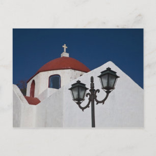 Carte Postale Grèce, Mykonos, Chapelle au dôme rouge et