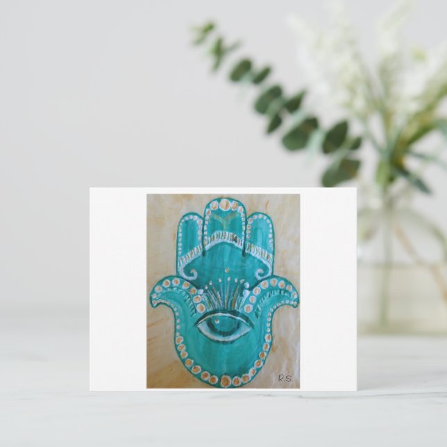 Carte Postale Green and Gold Hamsa (Debout devant)