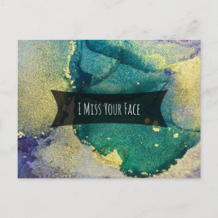 Carte Postale Green Blue & Gold Alcoa Encre Je Manque Votre Visa