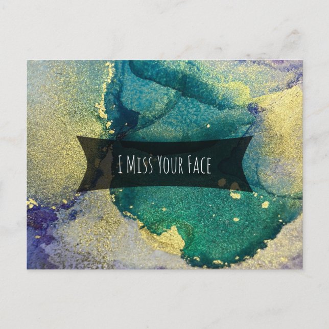 Carte Postale Green Blue & Gold Alcoa Encre Je Manque Votre Visa (Devant)