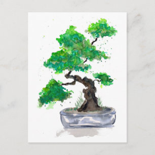 Carte postale Green Bonsai Watercolor