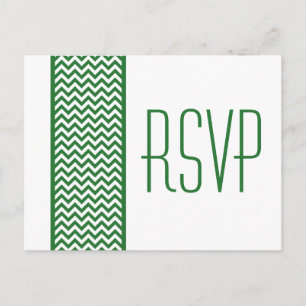 Carte postale Green Chevron Border RSVP
