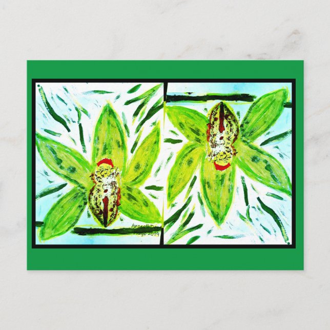 Carte postale Green Cymbidium Orchidées (Devant)