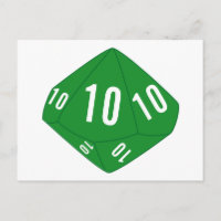 Carte postale Green D10 Dice Table Number