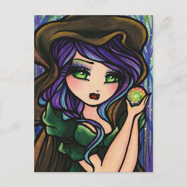 Carte Postale Green Envy Magic Forest Imaginaire Art Girl (Devant)
