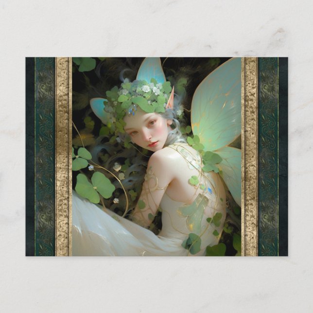 Carte Postale Green Fairy Femme Imaginaire Art (Devant)