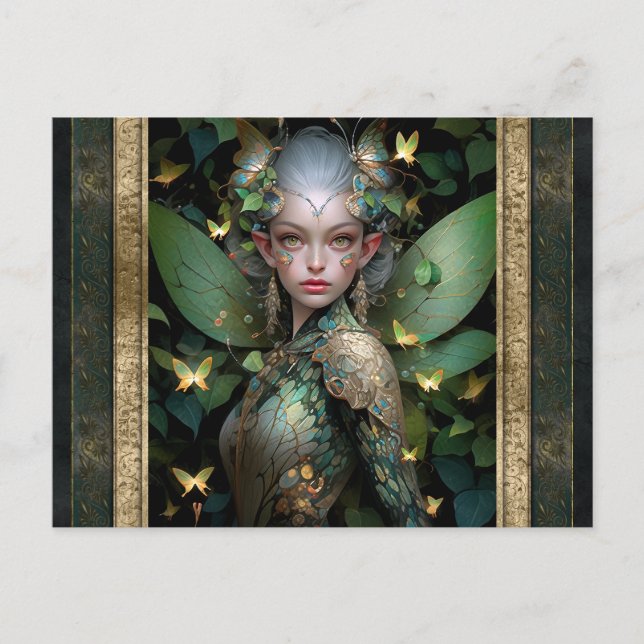 Carte Postale Green Fairy Femme Imaginaire Art (Devant)
