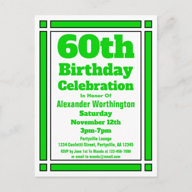 Carte postale Green Geometry 60th Birthday Invitat (Devant)