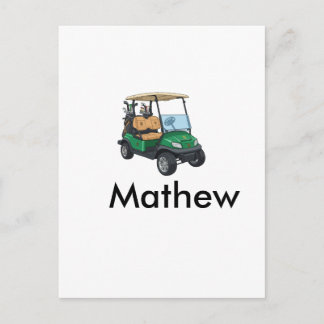 Carte Postale Green golf car name man sports boy gifts letter