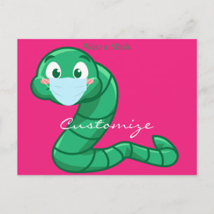 Carte Postale Green Kawaii Worm Thunder_Cove