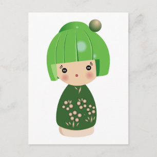 Carte postale Green Kokeshi Triplet