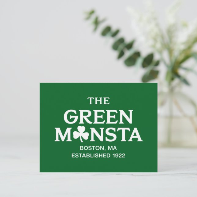 Carte Postale Green Monsta Boston Green Monstah cadeau de baseba (Debout devant)
