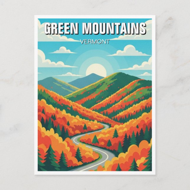 Carte Postale Green Mountains Vermont Fall Foilage (Devant)