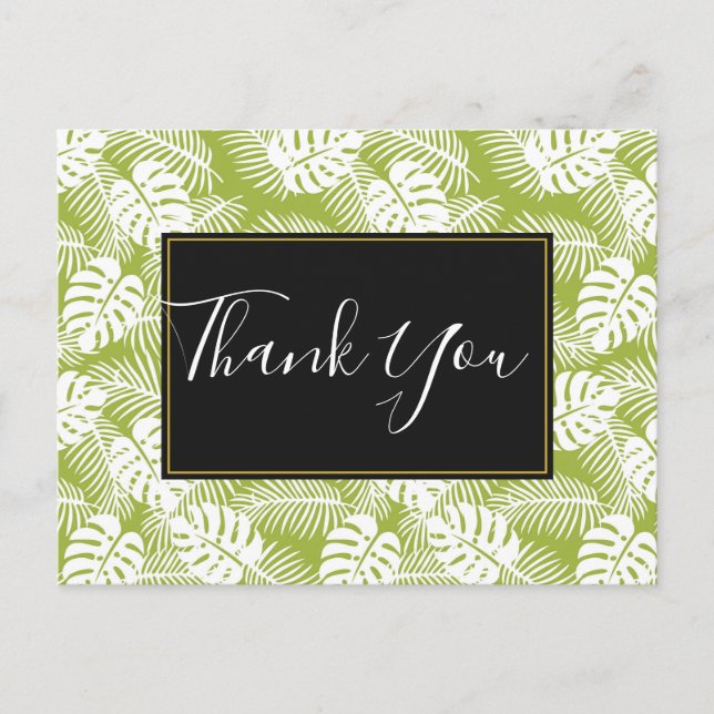 Carte Postale Green Palm Feuille Rainforest Motif Merci (Devant)