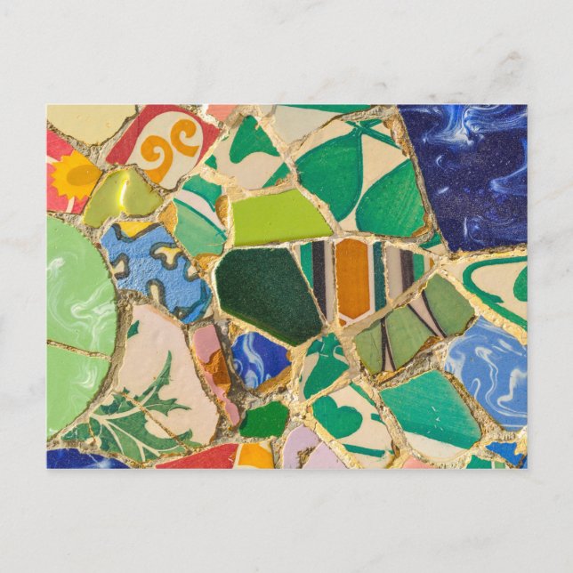 Carte Postale Green Parc Guell Tiles à Barcelone Spain (Devant)