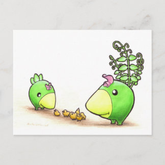 Carte Postale Green Peafowl Family post-card