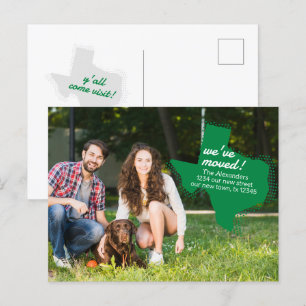 Carte Postale Green We ve Moved - Dotted Texas Moving