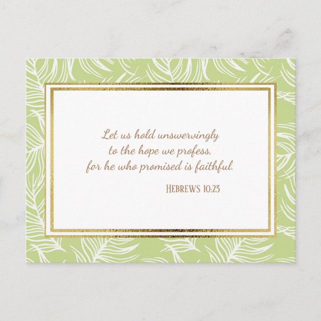 Carte postale Green White Feuille Christian Bible  (Devant)