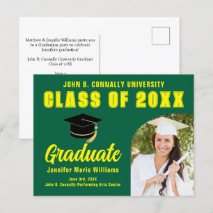 Carte Postale Green Yellow Graduate Custom 2025 Graduation Party