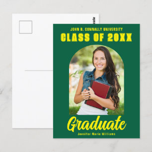 Carte Postale Green Yellow Graduate Photo Moderne Gras Graduatio