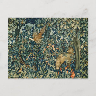 Carte Postale GREENERY, FOREST ANIMALS Pheasant, Fox, Green Flor