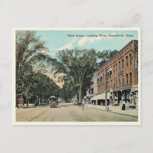 Carte Postale Greenfield Massachusetts Main Street Vintage