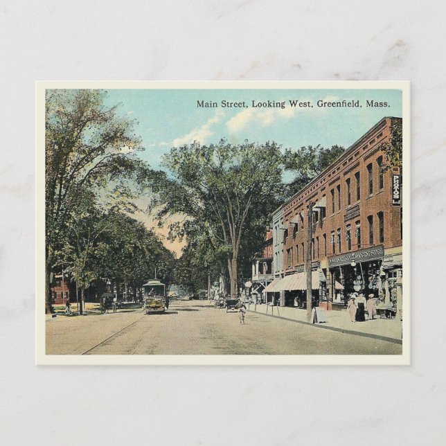 Carte Postale Greenfield Massachusetts Main Street Vintage (Devant)